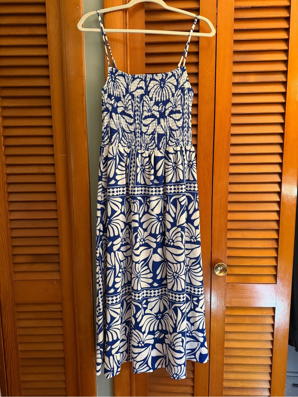 Blue & White Floral Smocked Sundress